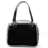 Women Fashionable Small Black Printed Vinyl Handbag thumbnail-2