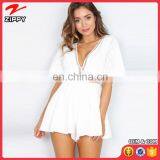 Dongguan Supplier 2017 Sexy Backless Playsuit / Woman Short Sleeve Playsuit