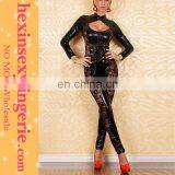 2013 Wholesale Black Transparent Long Sleeve Leather Catsuit thumbnail-1