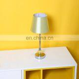 European Style Hotel Home Indoor Decor Bedroom Modern Table Light With Yellow Silk Lampshade