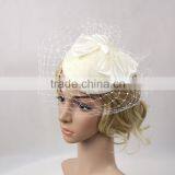 Newest Design Satin Bowknot Decorative Women Wool Mini Felt Hat With Veil thumbnail-4