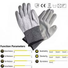 Puncture Resistant Gloves Level 5 ANSI A5 13G HPPE Liner PU Coated Kevlar Saw Resistant Gloves Stick Resistant Gloveses thumbnail-3