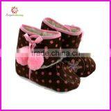 Polka Dot Plushy Baby Boots Crib Shoes