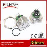 FILN 30mm Stainless Steel Momentary Flat Waterproof 110v Ring Red LED Momentary Push Button Switch thumbnail-1
