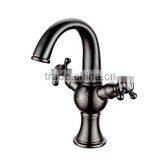 Double Handle Basin Faucet Tap Antique Bronze Finish thumbnail-4