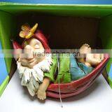 Resin Animal Statue Arts Dog and Cat "DAY DREAM IN BOAT" thumbnail-4