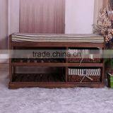 Modern Style Made of Paulownia Wood and Straw Weaving Home Funiture Bed Stool Leg Rest Stoll thumbnail-1