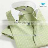 Pure cotton latest brand design hot sale olive green fashion short sleeve fitted business dress men shirt