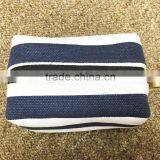 Block Stripe Cotton Canvas Zipper Make up Bag Small Pouch Case thumbnail-2