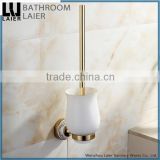 Understated Design Printing Lines Zinc Alloy Gold Finishing Bathroom Accessories Wall Mounted Toilet Brush Holder