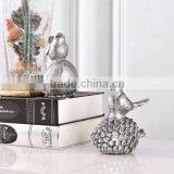 Qute Bird Standing on Nut Resin Small Silver Bird Figurines thumbnail-1