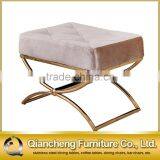 White Velvet Leisure Chair With Bent Rose Golden Stainless Steel Base thumbnail-1