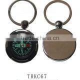 Hot sale mini round camping hiking compass metal key ring