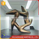 golden stainless steel high heels shoes sculpture for decor NTS-613X