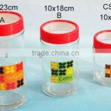 Circleware Squat Glass Cookie Jar With Red Plastic Window Lid thumbnail-1