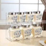 Ceramic Canister Set Stainless Metal Stand thumbnail-2