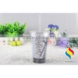 Reusable Double Walled PS/AS Plastic Cups With Lid Straw thumbnail-3