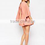 2015 China Factory OEM ODM Fashionable Customized Occasion Romper With Cape and Keyhole thumbnail-4