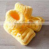 Wholesale Bright Gold Wool Knitting Shoes Toddler Infant Indoor Crochet Shoes thumbnail-2