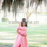 Women Maternity Grown Light Pink Dress For Photo Shoot Women Pregnancy Clothing Long Maxi Dress thumbnail-2