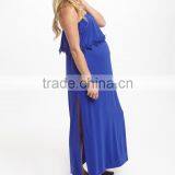 2016 New Maternity Dresses With Royal Blue Crochet-Trim Maternity Strapless Maxi Dress Women Clothing WD80817-23 thumbnail-3