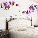 2016 Hot Sale Exquisite Elegant Magnolia Flowers Removable Art Vinyl Mural TV Backdrop Home Room Decor Wall Stickers thumbnail-2