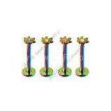 316L Anodized Rainbow Marple Leaf Crystal 16 Body Lip Labret Jewelry With Glue Setting thumbnail-1