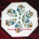 White Marble Inlay Table Top, White Marble Inlay Coffee Table Top