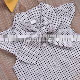 Spot Pattern Top With Plain Color Gallus Dress and Headband 3pcs Girls Suit Wholesale Price thumbnail-2