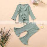 Baby Girl Clothing Sets Fall Winter Toddler Long Sleeve Tops+Flare Pants Girls Casual Ribbed Outfits 2pcs Set Solid Color thumbnail-2