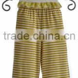 pretty baby girl ruffle capri pants with green striped wholesale