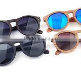 Men New Style Free Custom Laser Logo Handmade REVO Polarized Full Rim Polarized Wooden Round Sunglasses Eyewear With Rivet thumbnail-6