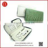 Patent Leather Shinning Manicure Pouch Croco Pattern Trim Manicure Set