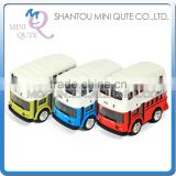 Mini Qute 1:43 kid Die Cast pull back alloy music classic travel tour bus model car electronic educational toy NO.MQ 1215