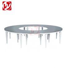 Cheap White MDF Top Banquet Round Table White Legs Wedding Serpentine Half-Moon Event Rental Dining Table thumbnail-4
