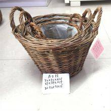 Round With Flower Handle Wicker Basket With Handle Handmade In Vietnam thumbnail-2