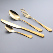 Elegant Stainless Steel Matte Gold Plated Dinner Fork Spoons Knife Flatware Set With Gold Colored Handle thumbnail-1