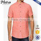 Coral Linen Textured Men's Shirts Summer Cool Button Up Shirts Quality Choice thumbnail-1