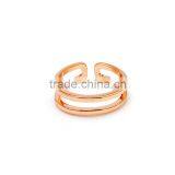 Fahsion Minimalist 2 Layered Rose Gold Rhodium Plated Cuff Wrap Band Rings thumbnail-1