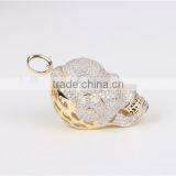 Fashion Hip Pop Skull Pendant OEM Brass or Silver Micro Setting AAA White Zircon thumbnail-4