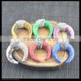 LFD-0052P ~ Wholesale Mixed Color Snakeskin Pendant , With Crystal Rhinestone Paved Crescent Moon Horn Pendants Jewelry Finding thumbnail-2