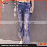 China manufacturer latest fashion women ripped flared new fashion jeans pants