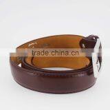 Sample Style Thin Brown pu Leather Man Belt for Jeans With Shiny Silver Metal Square Accessories in YiWu thumbnail-3