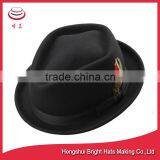 Wool Black Modern Upturned Brim Felt Fedora Hat thumbnail-3