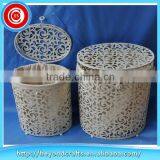 S/2 Round Metal Laundry Hamper thumbnail-1