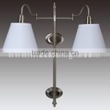 UL Approved Double Bed Lamp Hotel Wall Show In Brushed Nickel With 2 Switches W20121