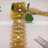 Gold Sequins Decorative Braid Lace Ribbon Trim Sew on Dress thumbnail-1