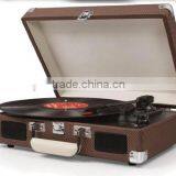 Newest High Quality Leather Portable Suitcase Turntable Gramophone With MP3 Connection thumbnail-5