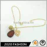 Wholesale gold chain necklace with heart flower bead pendant gold jewelry