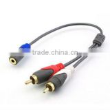 Audio 3.5mm Female Jack to 2 RCA Plugs Audio Stereo Adapter
